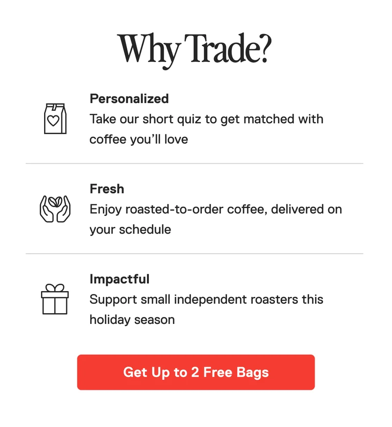 Why Trade? Get a free bag now
