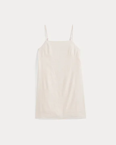 Image | Mini Shift Dress in Stretch Linen | Bone