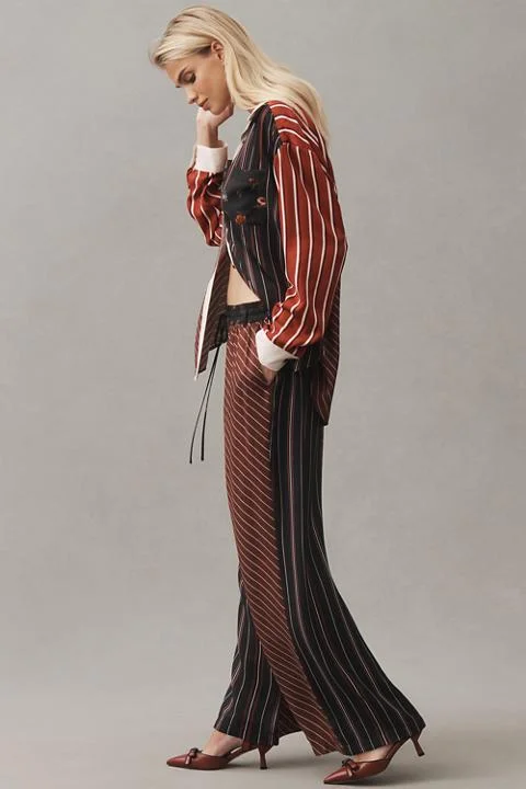 The Brooklin Tie-Front Printed Pull-On Pants by Maeve