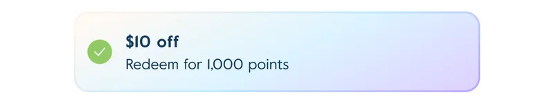 $10 off: Redeem for 1,000 points off