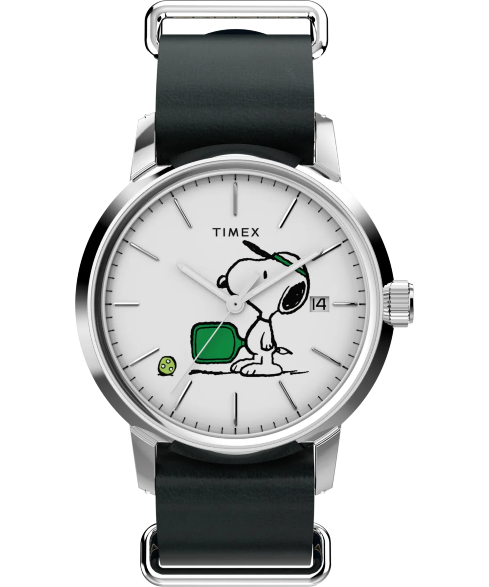 Image of Peanuts® x Timex Marlin® Automatic Pickleball 40mm Leather Strap Watch