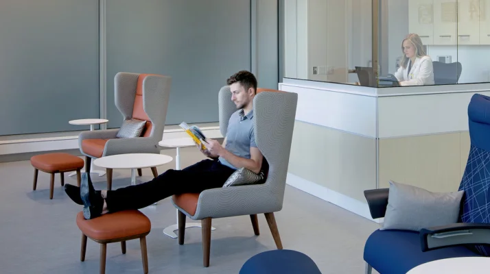 A waiting room setting
