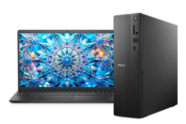 A Dell laptop and a Dell desktop computer with limited-time offers.