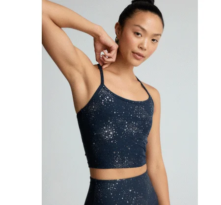 Navy Lucky Stars SoftShine Slim Racerback Cropped Tank