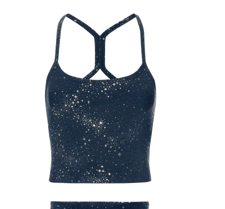 Navy Lucky Stars SoftShine Slim Racerback Cropped Tank