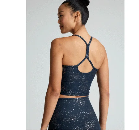 Navy Lucky Stars SoftShine Slim Racerback Cropped Tank