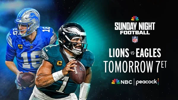 Lions vs. Eagles Tomorrow at 7PM ET on NBC & Peacock