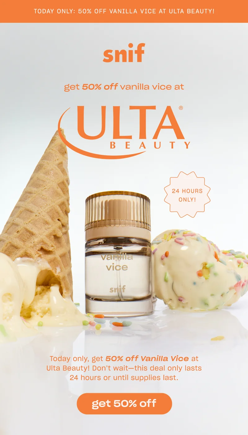 Today only, get 50% off Vanilla Vice at Ulta Beauty! Don’t wait—this deal only lasts 24 hours or until supplies last.