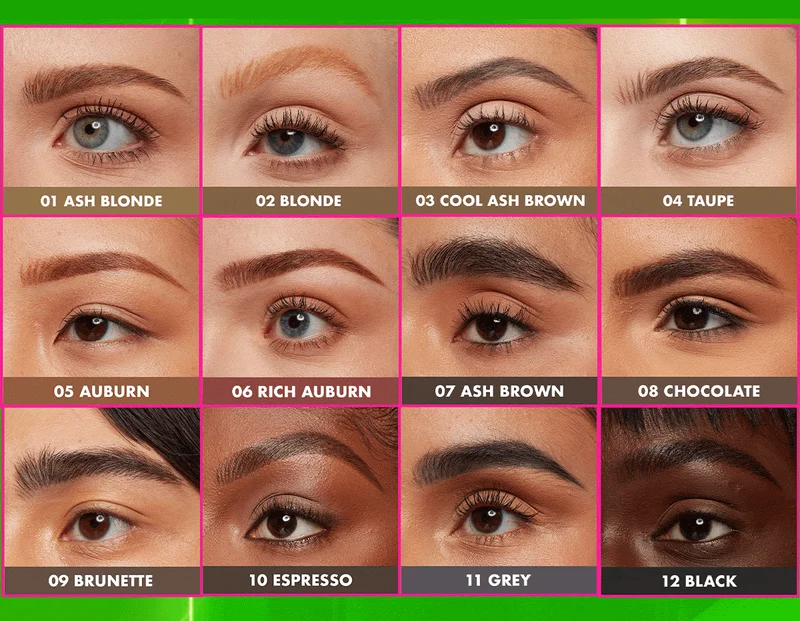 IMAGE WITH THE 12 DIFFEREN SHADE COLORS AVAILABLE