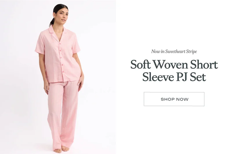 Soft Woven Short Sleeve PJ Set - Shop Now Soft Woven Short Sleeve PJ Set - Shop Now