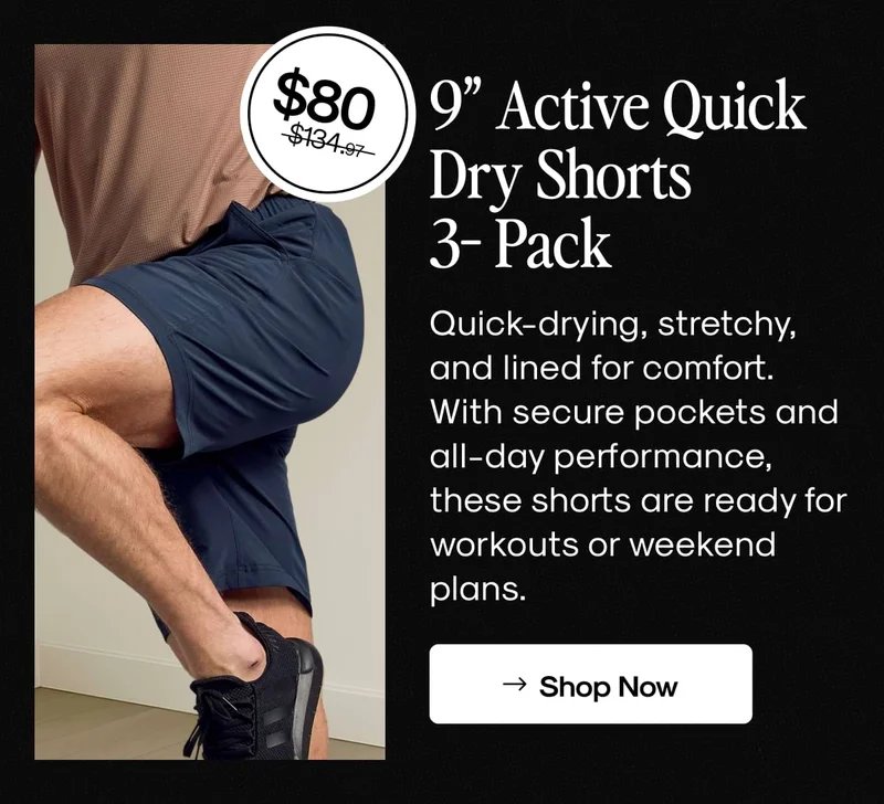9" Active Quick Dry Shorts