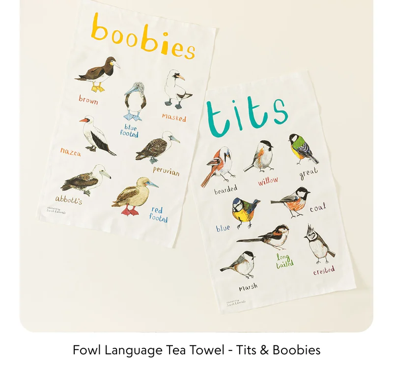 fowl-language-tea-towel-tits-boobies