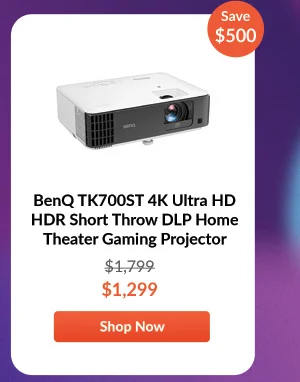 BenQ TK700ST 4K Ultra HD HDR Short Throw DLP Home Theater Gaming Projector