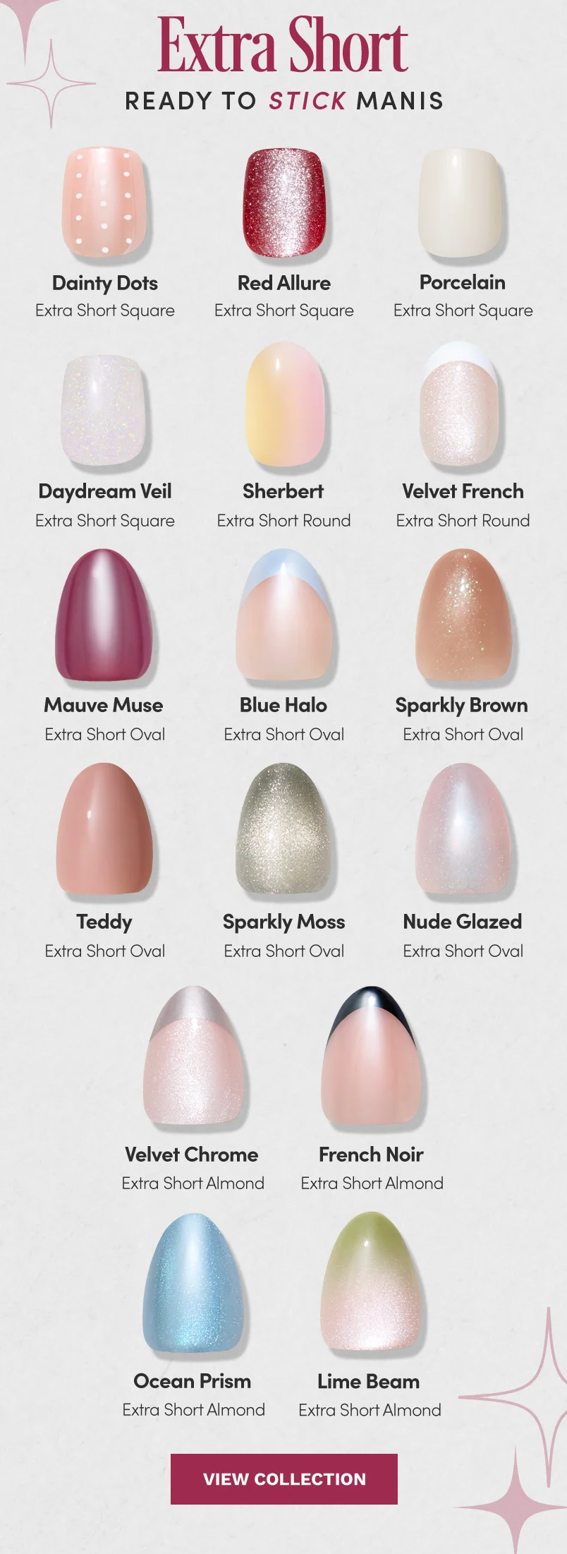 Extra Short Ready to Stick Manis. View Collection