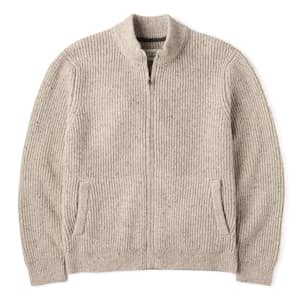 Textured Wool Full-Zip Combat Sweater