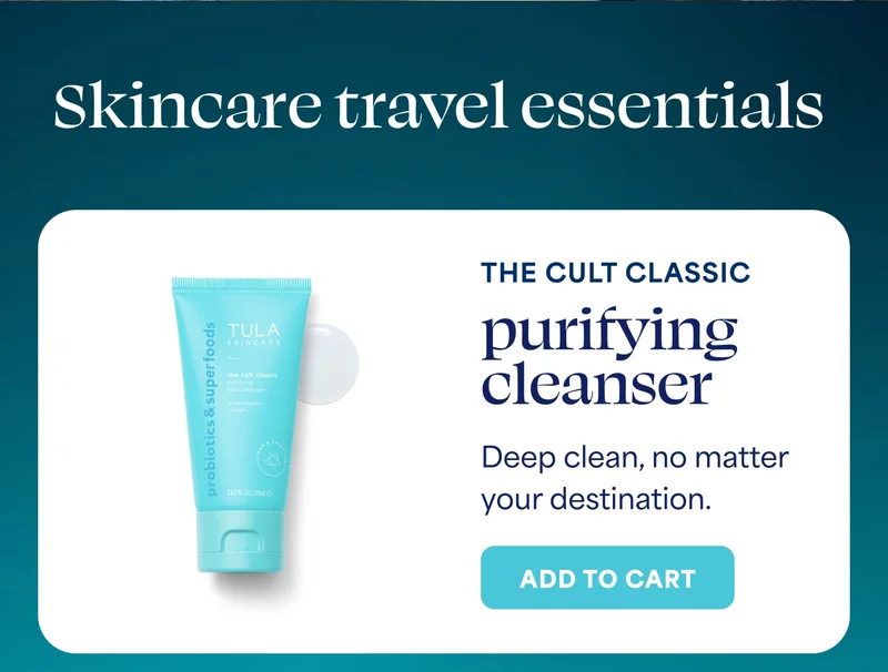 Skincare travel essentials  THE CULT CLASSIC purifying cleanser Deep clean, no matter your destination. -- ADD TO CART