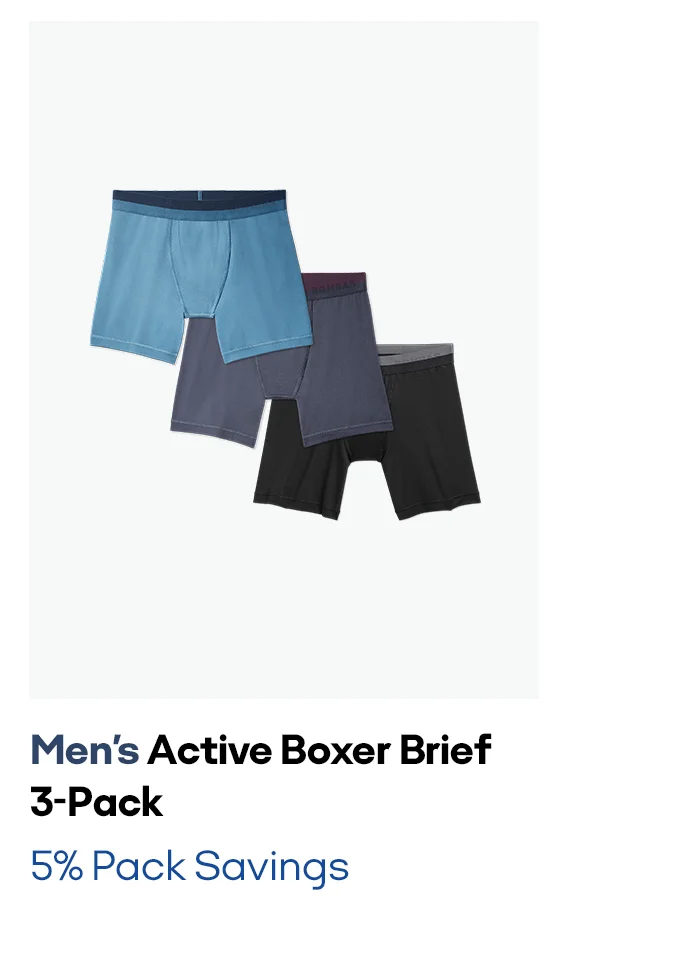 Men's Active Flyless Boxer Brief 3-Pack