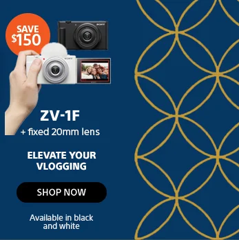 ZV-1F + fixed 20mm lens ELEVATE YOUR VLOGGING available in black and white Shop now