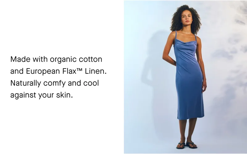 Made with organic cotton and linen.&nbsp;Naturally comfy and cool against your skin.[Image]The Tank Midi Dress in Butterknit | Blue Dusk