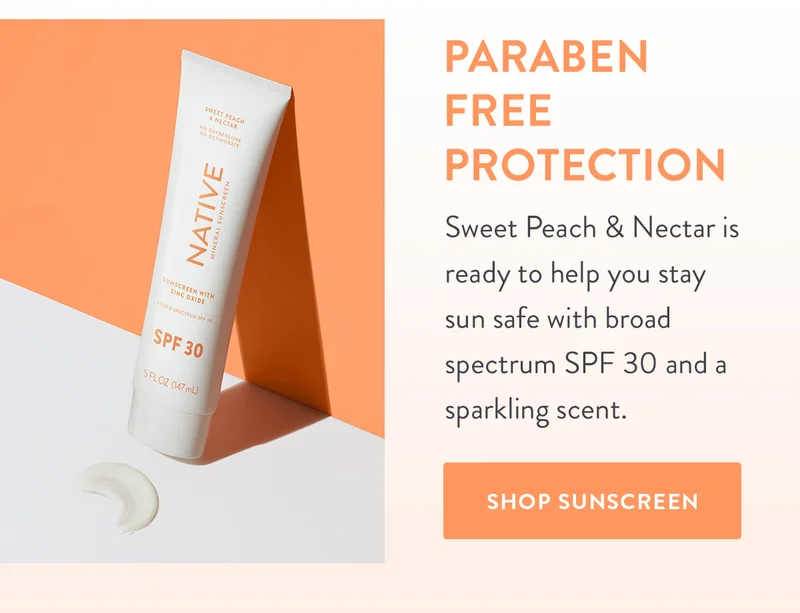 Paraben free protection | Sweet Peach & Nectar is ready to help you stay sun safe with broad spectrum SPF 30 and a sparkling scent. | SHOP SUNSCREEN