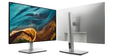Front and rear images of a Dell UltraSharp 24 inch monitor.