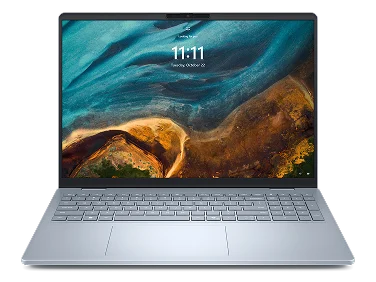 A Dell 16 Plus Laptop computer on a dark background.