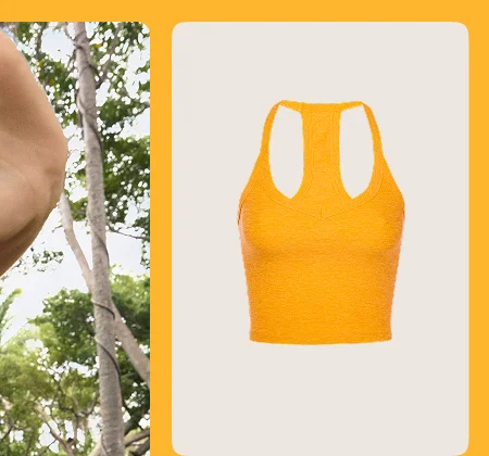 Spacedye On The Up Cropped Tank in Mango Pop Heather