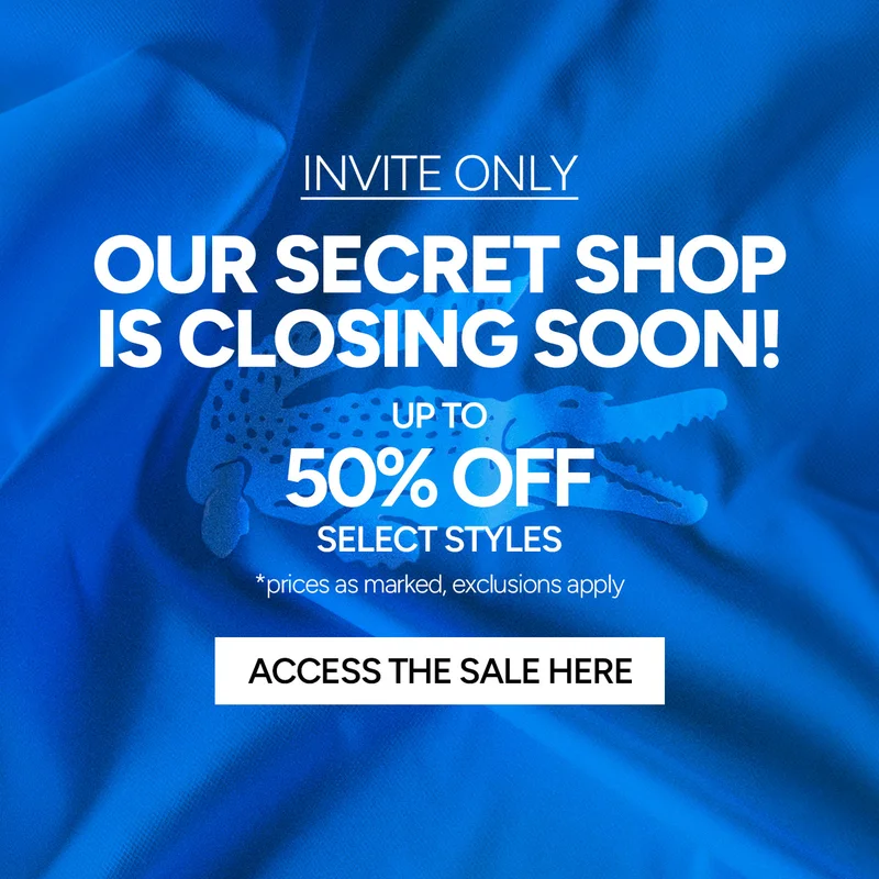 INVITE ONLY. Our Secret Shop is Closing Soon! Up to 50% Off Select Styles. *prices as marked, explusions apply. Access the Sale Here.