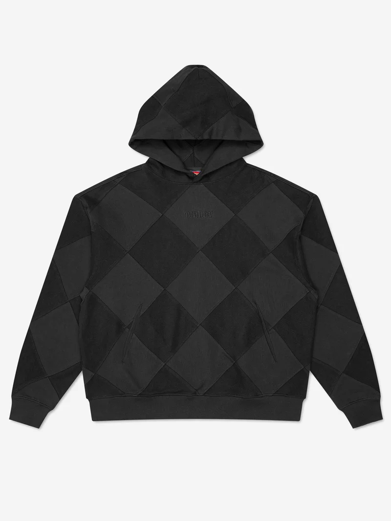 Image of Metalwood Diamond Terry Hooded Sweatshirt - Black