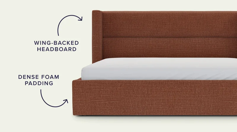 The Calabri: with the wing-backed headboard and dense foam padding.