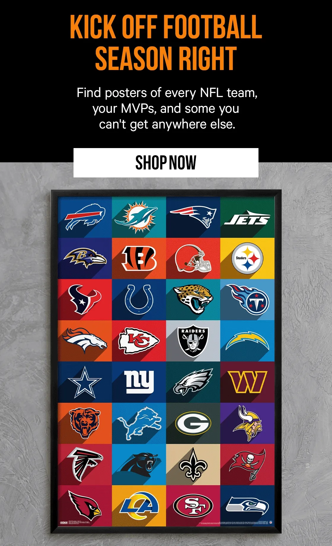 Find posters of every NFL team to kick off football season right!