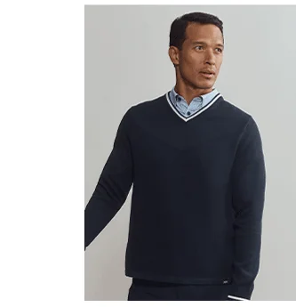 Turn Golf V-Neck Sweater - True Navy