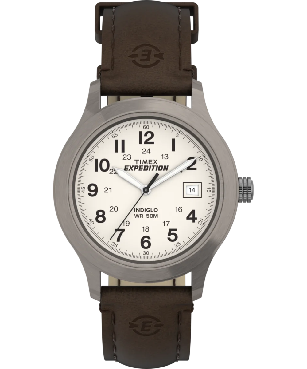 Image of Expedition Metal Field 37mm Leather Strap Watch