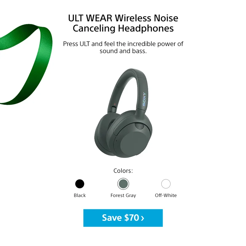ULT WEAR Wireless Noise Canceling Headphones Colors black forest gray off-white Save