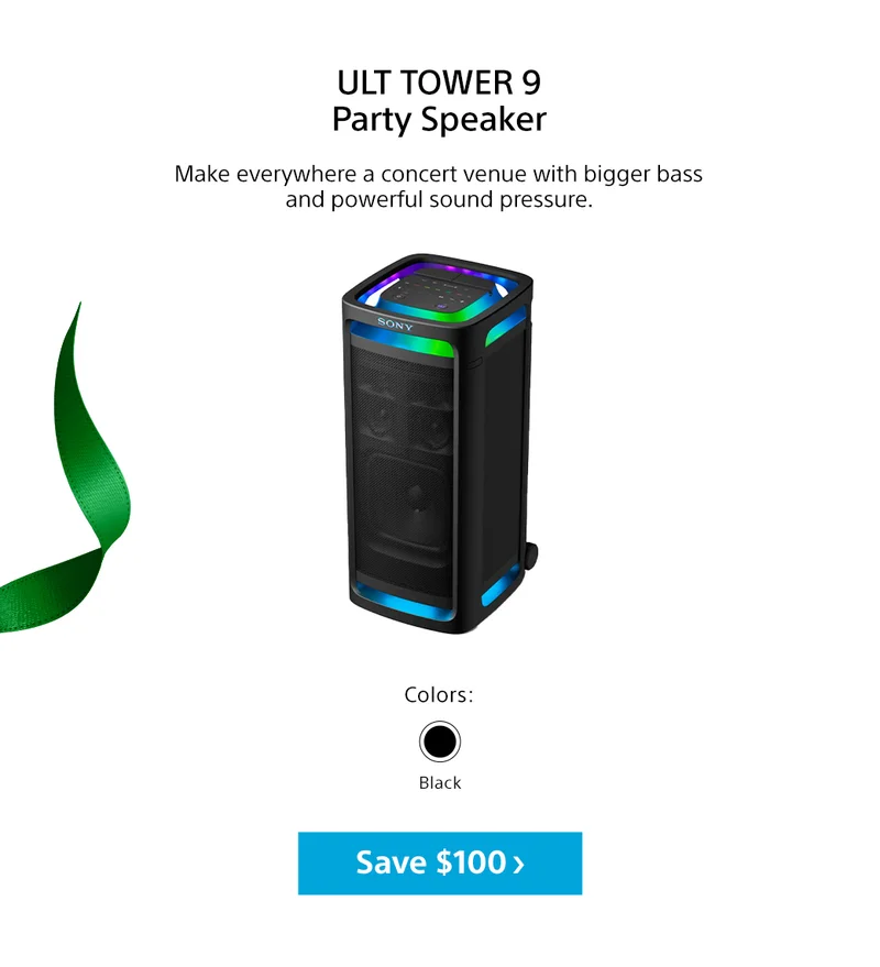 ULT TOWER 9 Party Speaker Make everywhere a concert venue with bigger bass and powerful sound pressure. Colors black Save