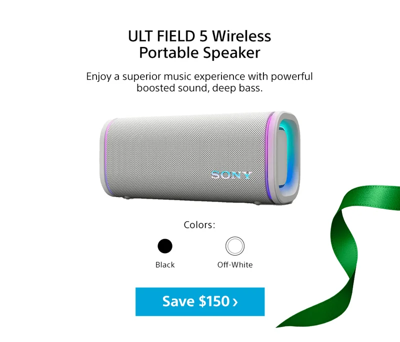 ULT FIELD 5 Wireless Portable Speaker Enjoy a superior music experience with powerful boosted sound, deep bass. Colors black off-white Save