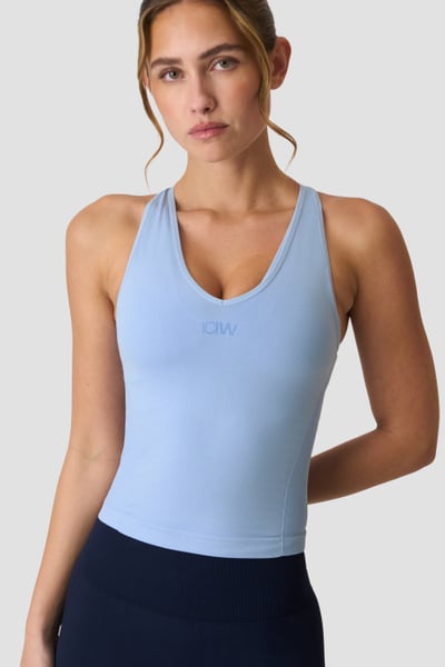 Image of Sculpt Seamless V-neck Tank Banner Blue