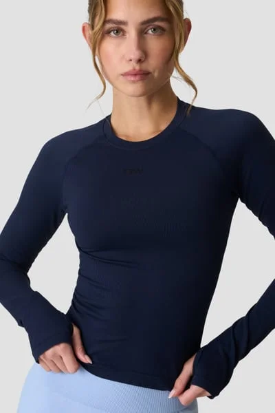 Image of Sculpt Seamless Ribbed LS Midnight Blue