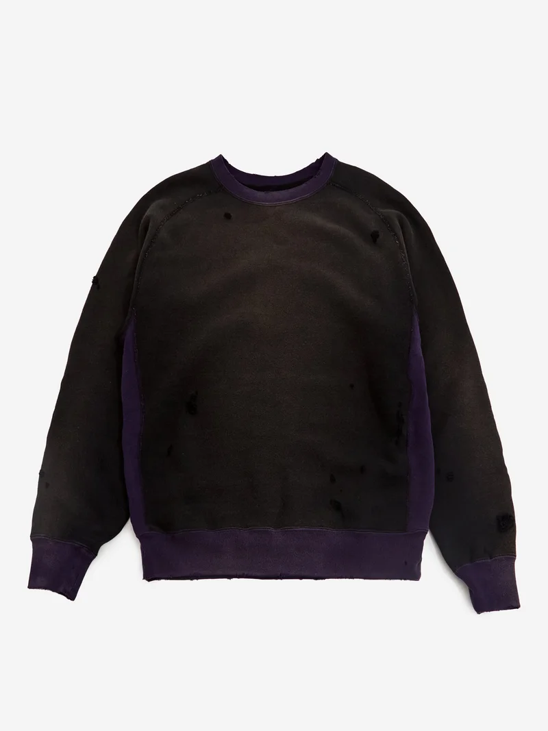 Image of Needles 2-Tone Cotton Crewneck Sweatshirt - Black