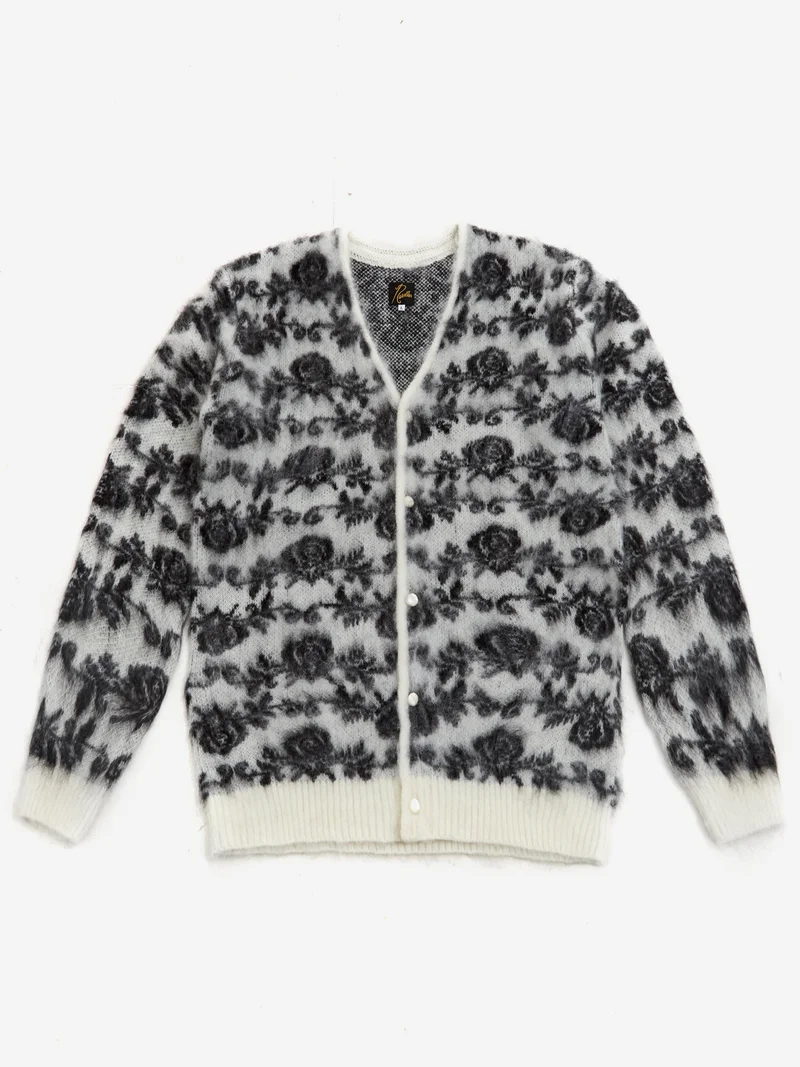 Image of Needles Mohair Rose Cardigan - Ice White