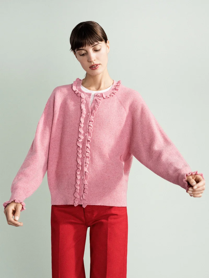 Image of Cashmere Wilder Ruffle Cardigan