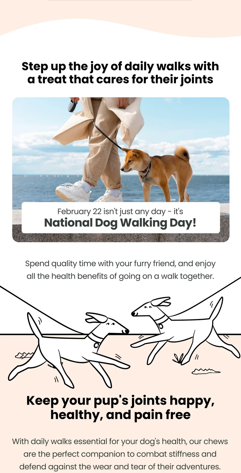 Step up the joy of daily walks with a treat that cares for their joints