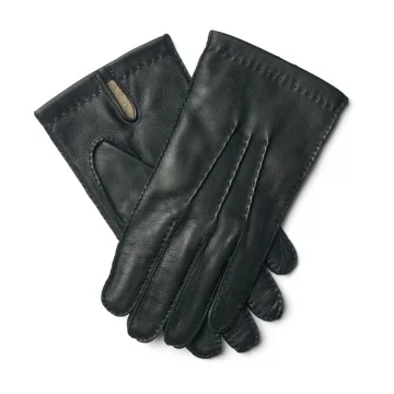Shaftesbury Men's Cashmere-Lined Black Leather Gloves