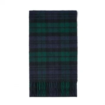 Black Watch Check Fringe Cashmere Scarf