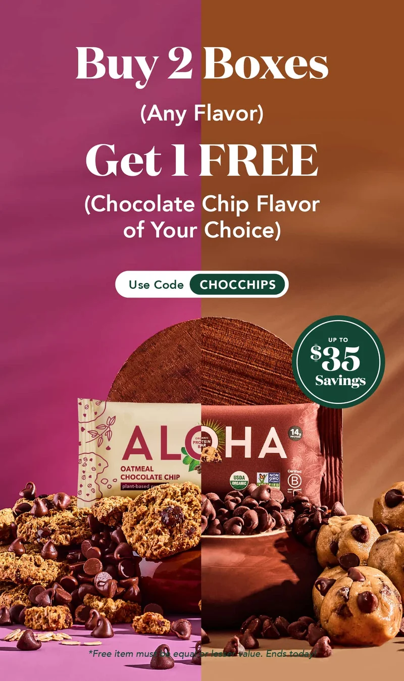 Buy 2 boxes (any flavor) and get 1 Chocolate Chip flavor of your choice FREE! Use code CHOCCHIPS!