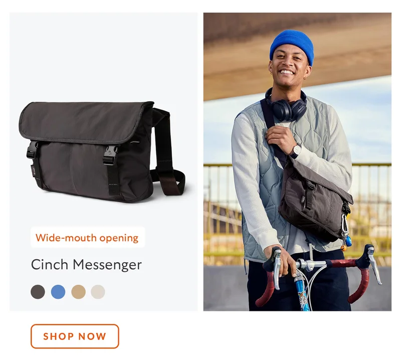 Cinch Messenger – charcoal *Wide-mouth stow-and-go opening SHOP NOW