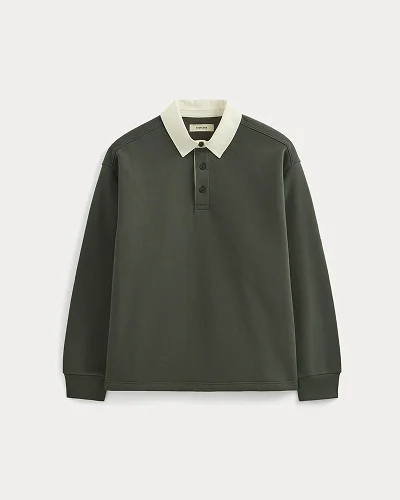 Image | Luxe Fleece Rugby Polo | Washed Black