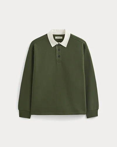 Image | Luxe Fleece Rugby Polo | Dark Forest