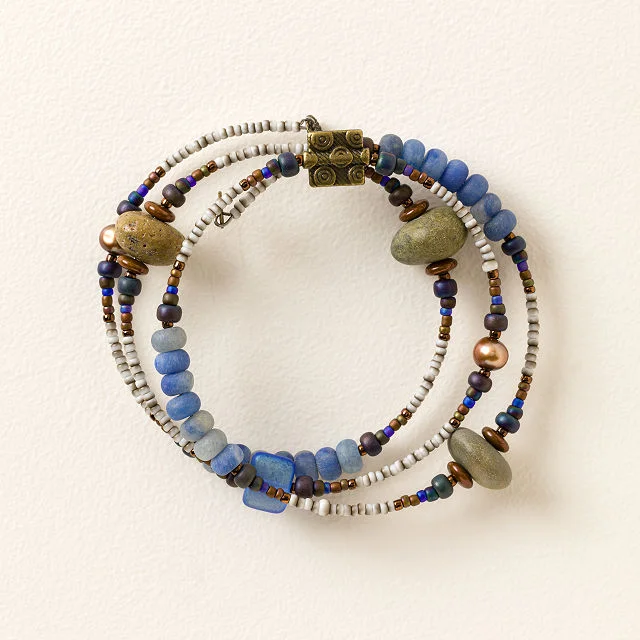 Tumbled Blue Ocean Spiral Bracelet