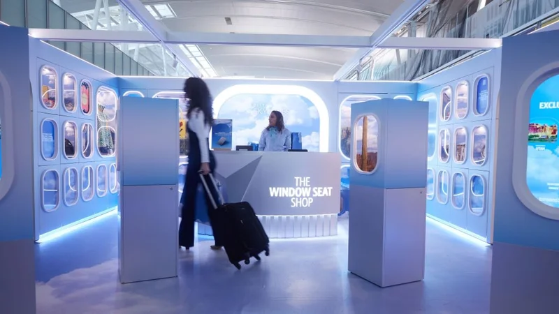 A traveler shops in Delta's news Window Seat Shop at JFK Airport.